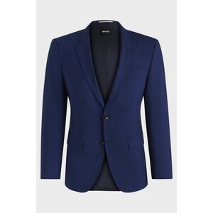 BOSS Men’s Slim Fit Wool Blazer – Navy Blue, Size 38R